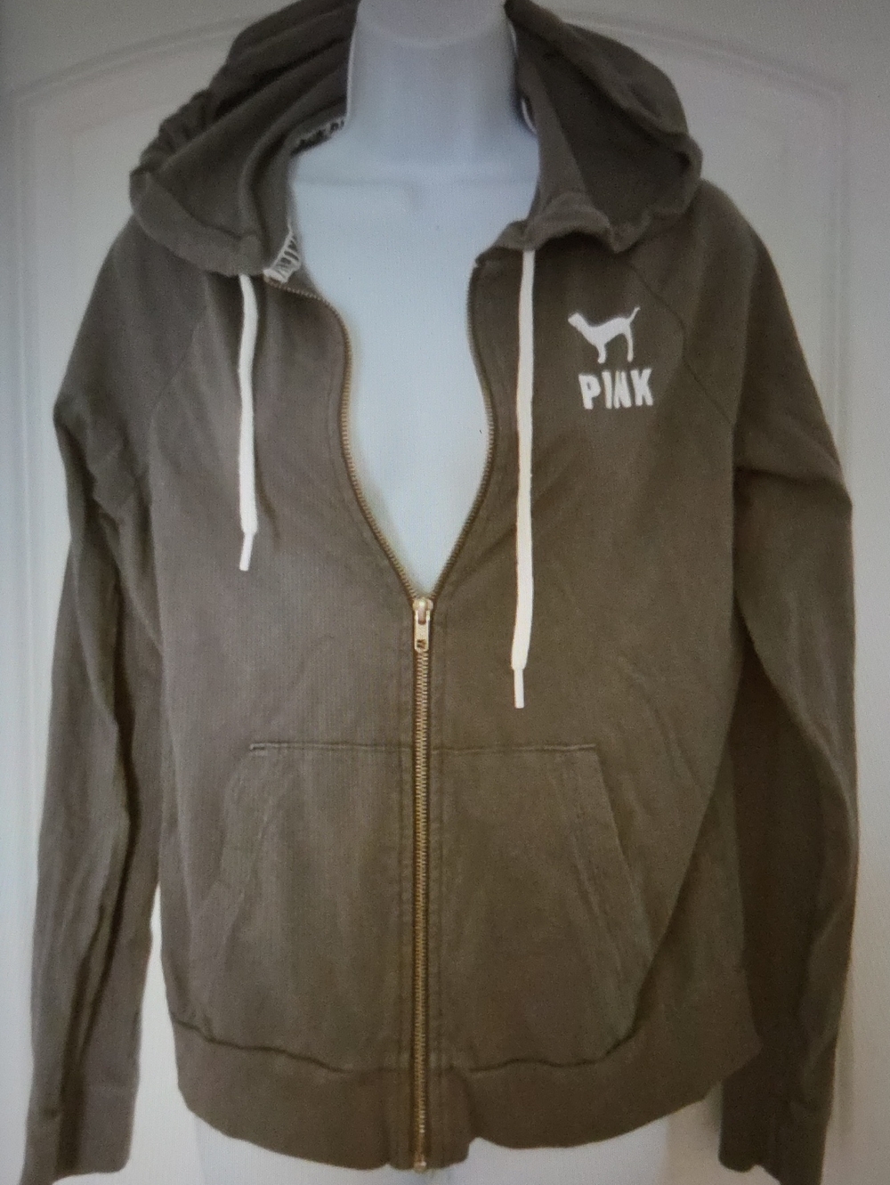 PINK Victoria's Secret Gray Zip-Up Hoodie with Logo